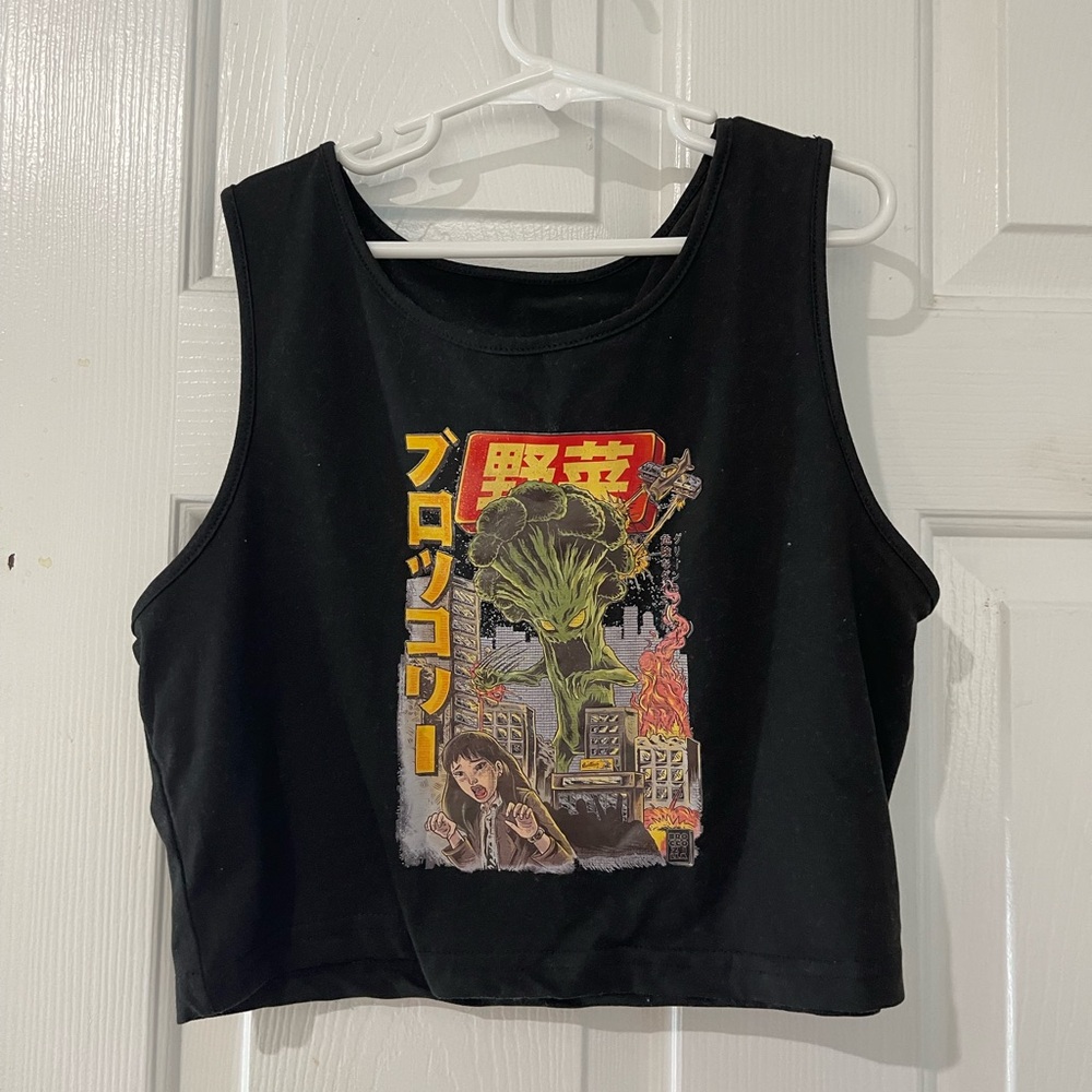 Black graphic tank top